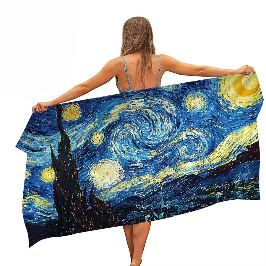 Potdemiel Strandhandtuch Starry Night Van Gogh Art, weiches und saugfähiges Baumwollhandtuch für Kinder in Multicolour - Bild 7