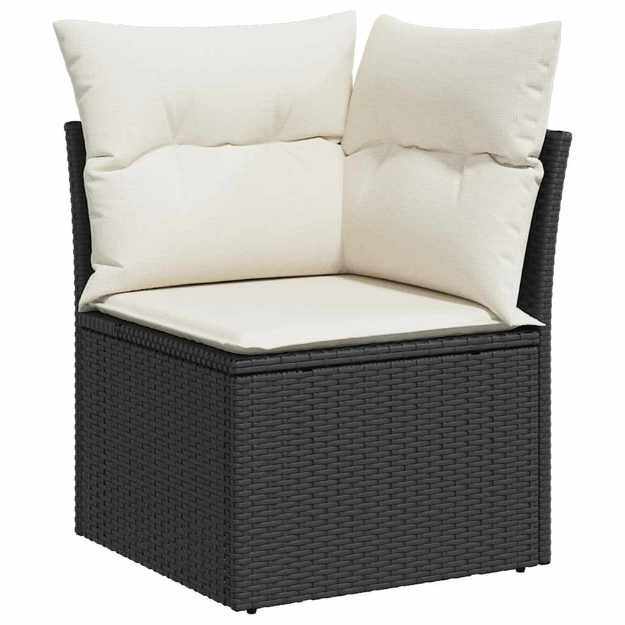Vidaxl Garten-Sitzgruppe aus Polyrattan mit 7 Plätzen und Kissen, Schwarz - Bild 2