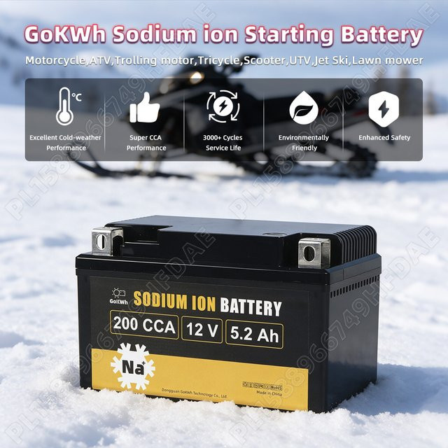 Seekwatt Natrium-Ionen-Motorrad-Starterbatterie 12V 5,2Ah Klasse A, Schwarz - Bild 1