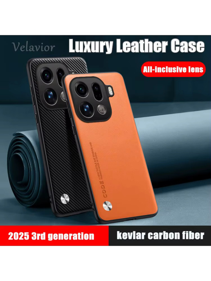 Luxus PU Leder Schutzhülle für Oppo Find X9 Pro, Find X8s und X8 Pro, Stoßfeste Silikon Rückseite, Farben: Rot und Orange - Bild 2
