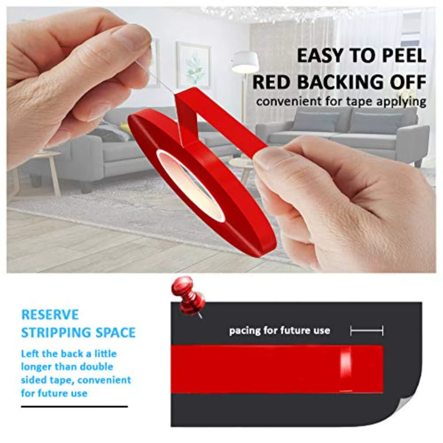 Transparentes rotes Filmband für Telefone und Tablets, 0,2 mm Dicke, 3 m Länge - Bild 3