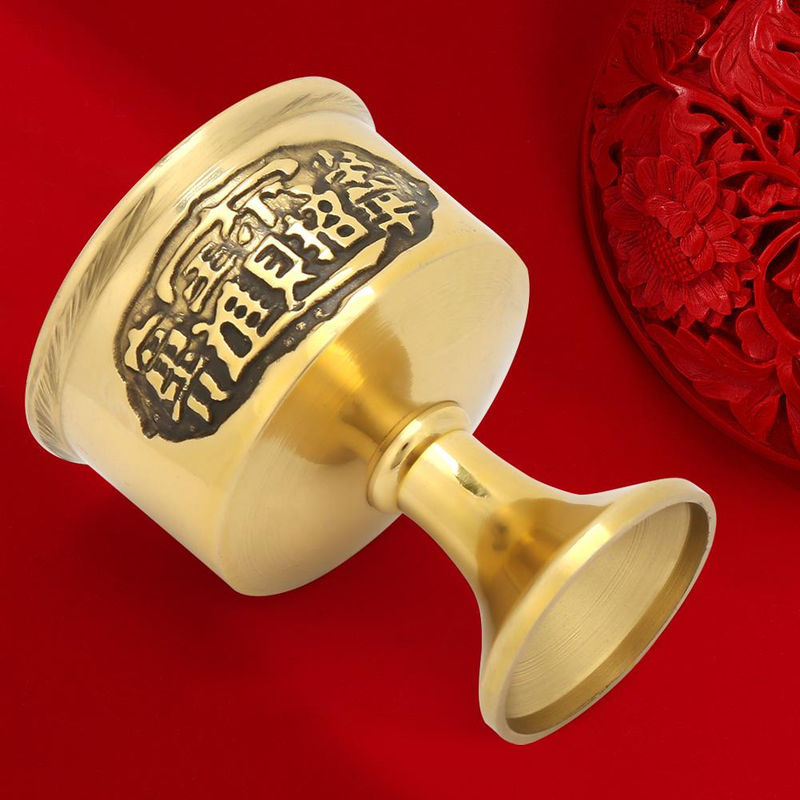 Igeteck Messing Becher in Gold für Buddha-Opfergaben und Wasser-Rituale - Bild 5