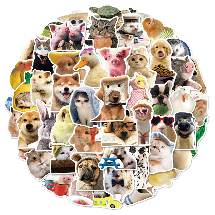 50 Stück wasserfeste Vinyl-Aufkleber Loyal Companions Art Collection Haustier-Doodle in Multicolour - Bild 2