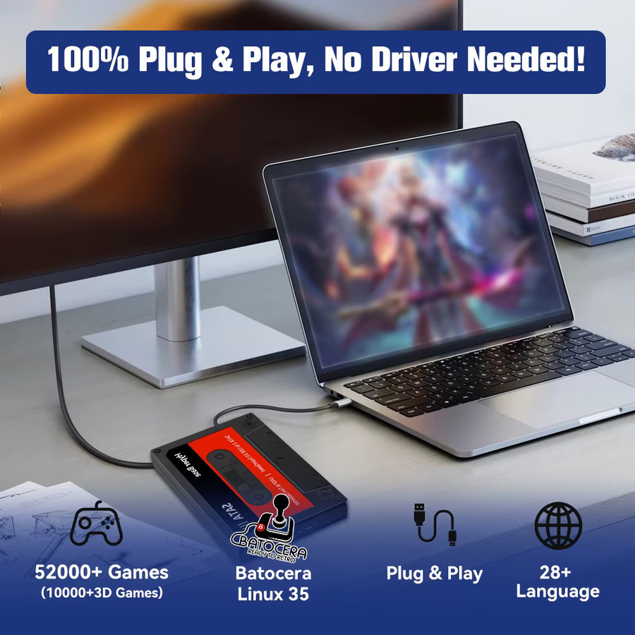 JMachen Batocera.Linux 35 Tragbare Gaming-Festplatte mit 2TB Speicher und über 52000 Spielen in Schwarz, kompatibel mit PC und verschiedenen Konsolen - Bild 3