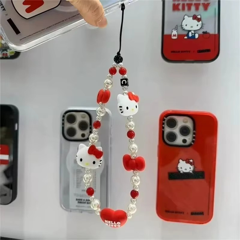 Sanrio Hello Kitty Handyhülle mit Anti-Verlust-Schlüsselband und Anhänger in Rot für Damen - Bild 6