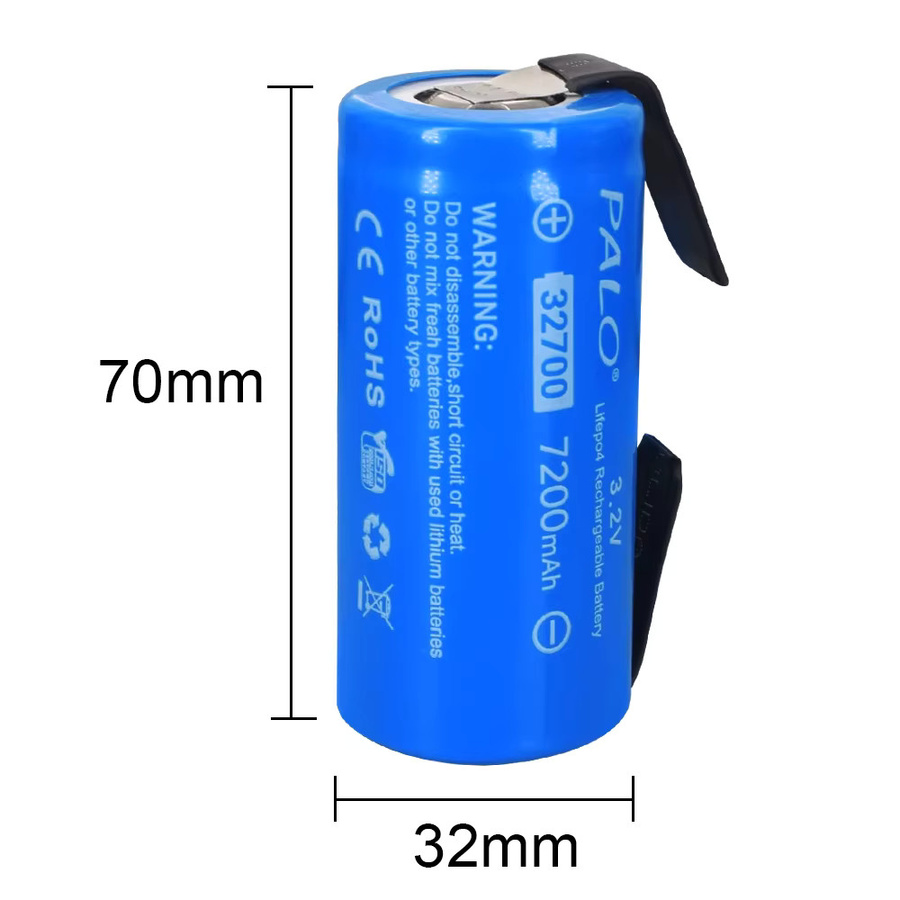 PALO 32700 LiFePO4 Akku mit 7200 mAh, 3,2 V, 35 A Dauerentladung und 55 A Hochleistung, inklusive DIY-Nickelbleche, Blau - Bild 2