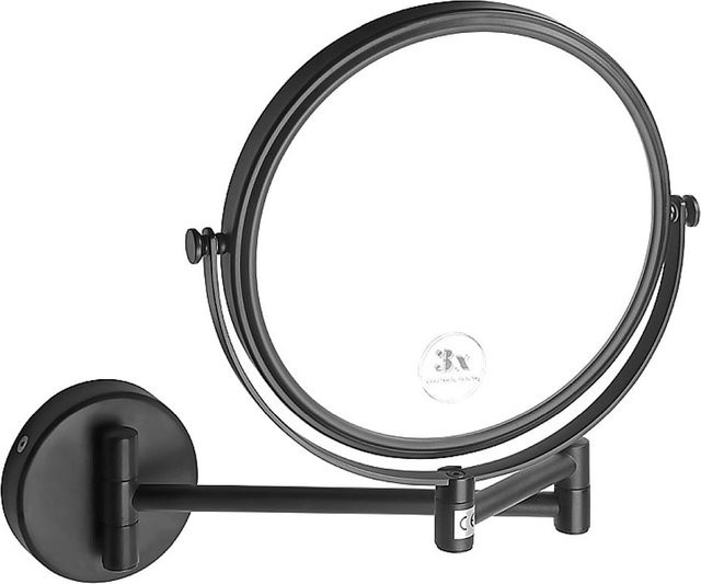 Brillantbad BARK Rasier- und Kosmetikspiegel aus Messing in Schwarz, H: 45,0 cm, B: 23,0 cm, T: 31,0 cm, Durchmesser: 19,0 cm - Bild 1