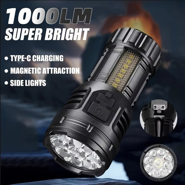 Heinast LED Taschenlampe mit Magnet und USB-Ladefunktion, Schwarz - Bild 1