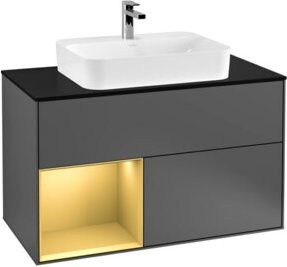 V&B Finion Waschtischunterschrank mit LED-Beleuchtung und Regalfach in Anthrazit, Breite: 100 cm - Bild 1