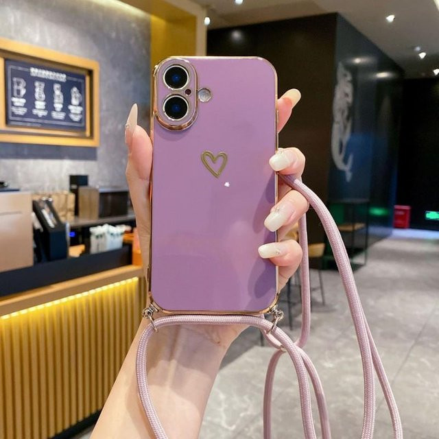 Stoßfeste Crossbody Lanyard Hülle für Samsung Galaxy A17 A16 A56 A36 A26 A06 A07 A55 S25 FE mit Kameraschutz in Transparent Purple - Bild 1
