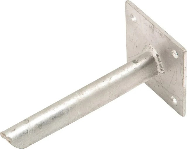 GAH Alberts Pfostenfuß für runde Zaunpfähle Ø 34 mm aus verzinktem Stahl in Silber, Bodenmontage durch Verschraubung - Bild 1