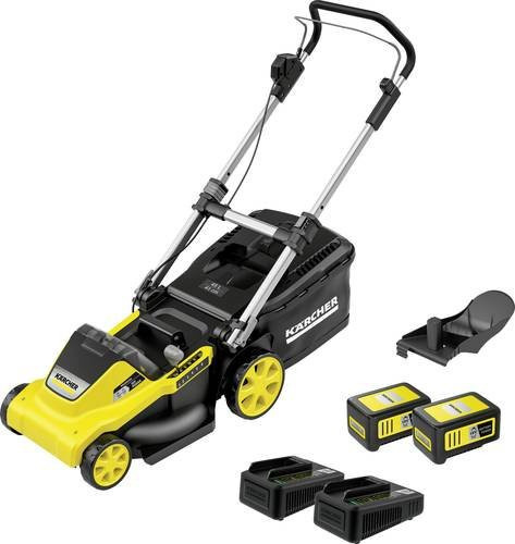 Kärcher Home & Garden LMO 5-18 Dual Battery Set Akku-Rasenmäher in Gelb mit 2 Akkus, Ladegerät und Fangkorb, Schnittbreite: 41 cm - Bild 1