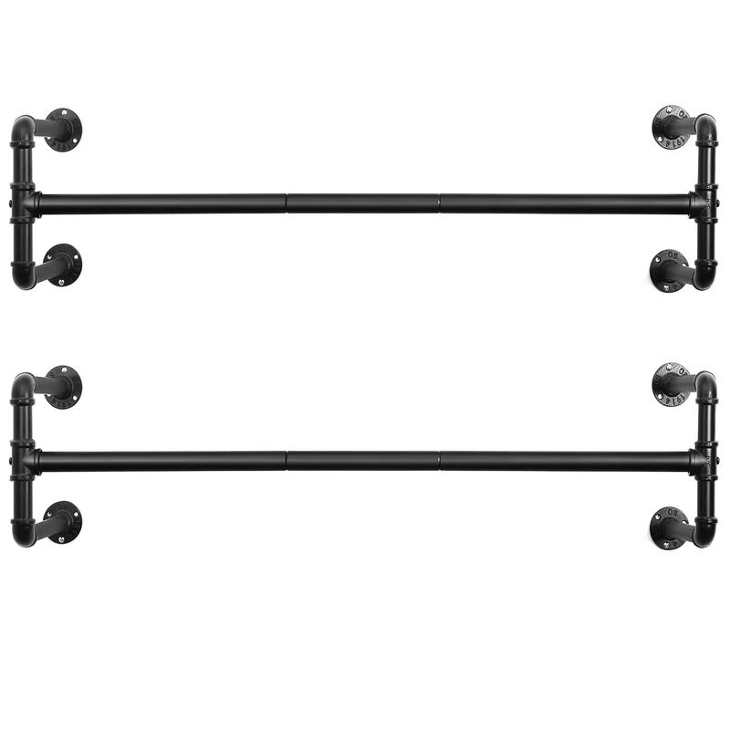 SONGMICS Kleiderstange Set aus Metall für Wandmontage, Schwarz Matt, 2 Stück, Belastbarkeit bis 60 kg - Bild 2