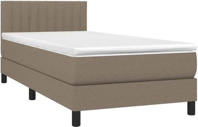 vidaXL Boxspringbett mit Matratze in Beige, Hybrid-Bett mit LED-Unterbettbeleuchtung und USB-Ladeport, B/T/H: 90 x 190 x 78 cm - Bild 1