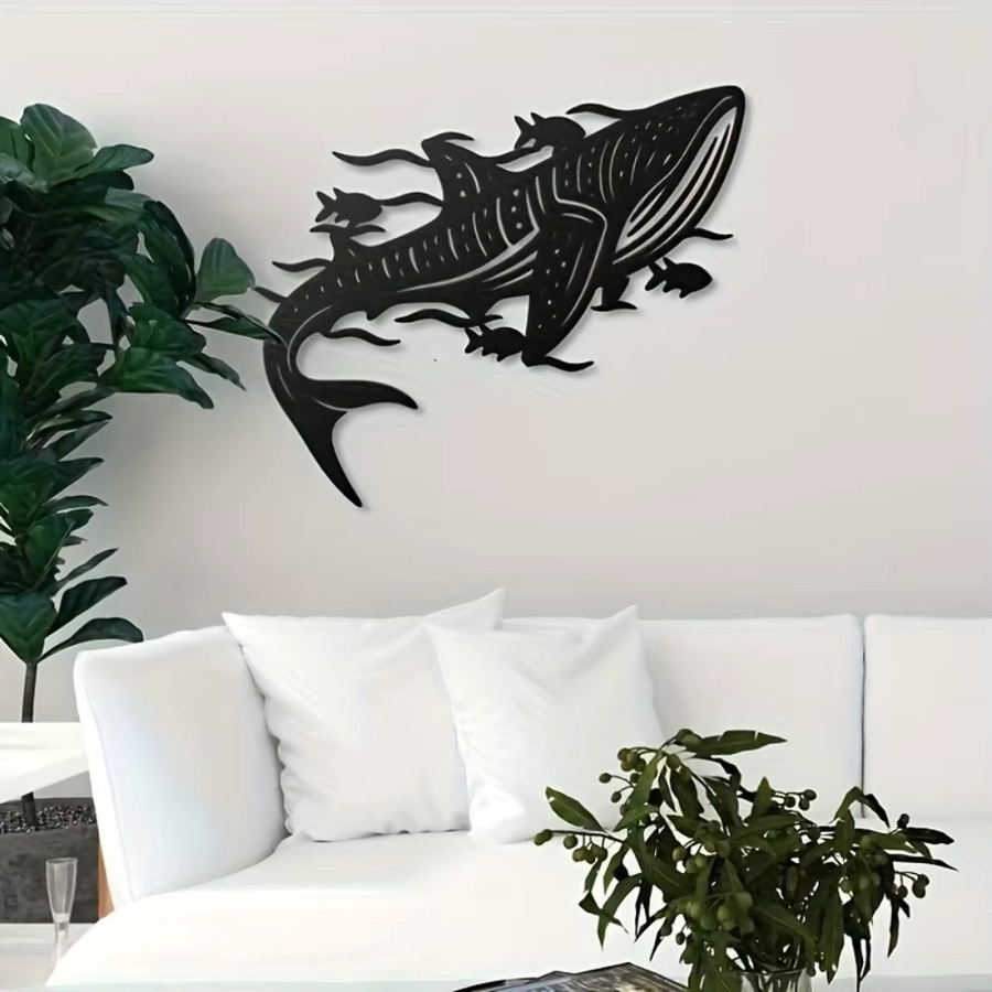 CIFBUY Walhai Metall-Wandkunst in Schwarz für maritime Ozean-Dekoration - Bild 3