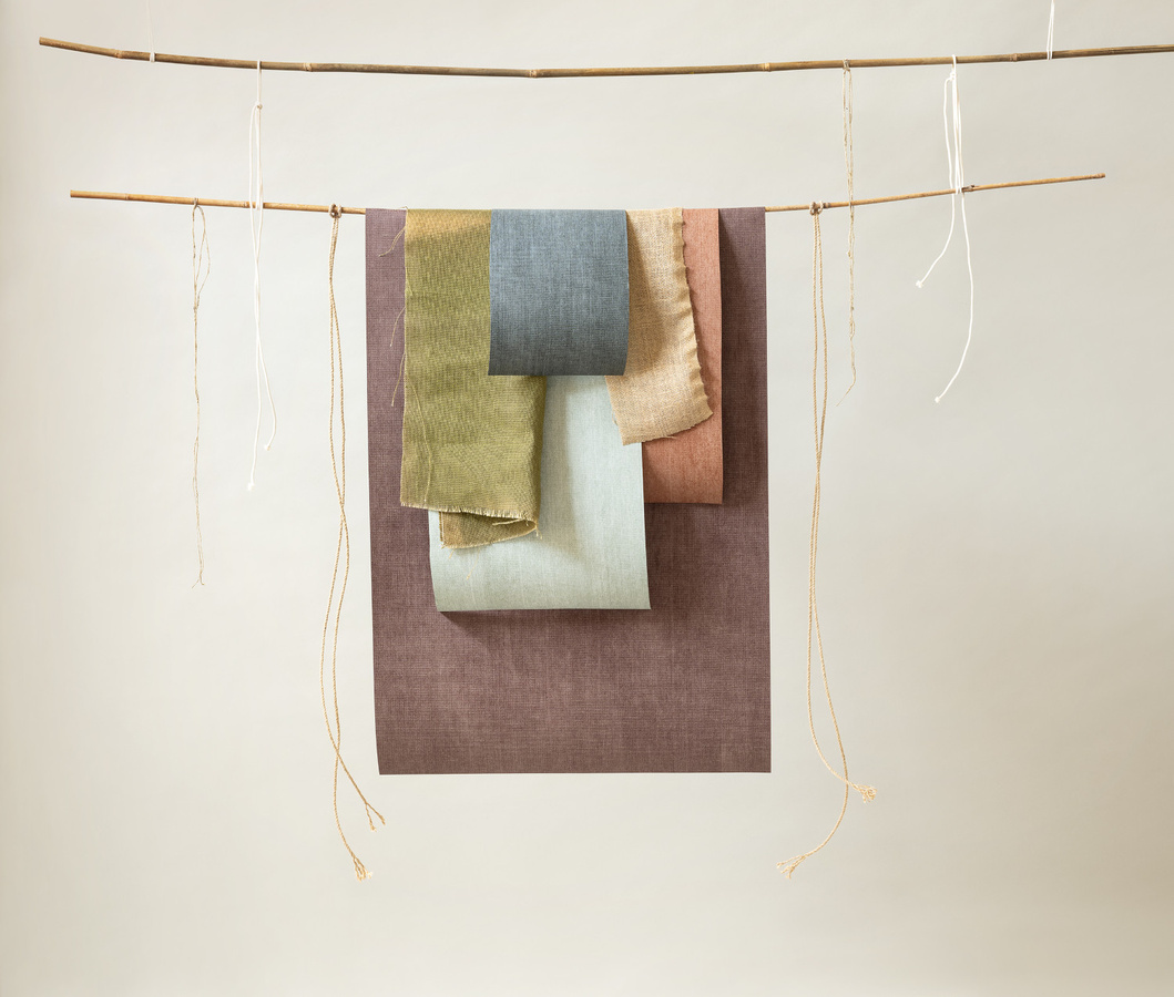 Essentials by Arte International Tapete Washed Linen in Purple, Vlies, Abstraktes Design - Bild 1