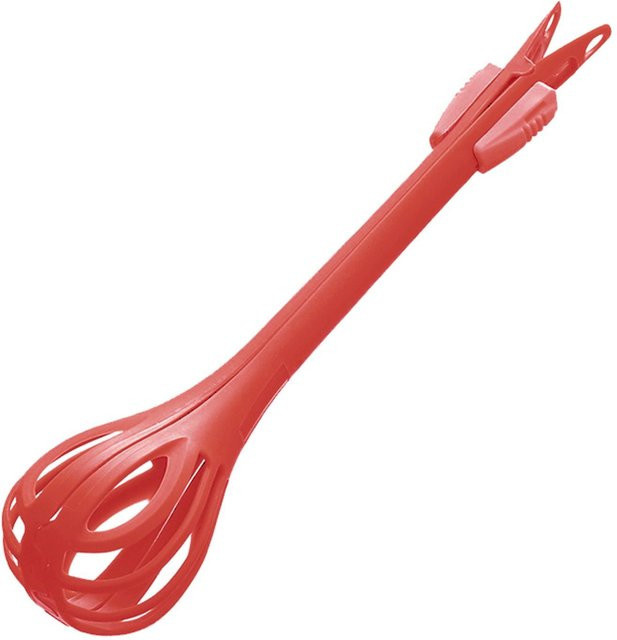 Schneebesen aus Silikon und Nylon in Rot mit Hängeöse und hitzebeständigem Griff - Bild 1