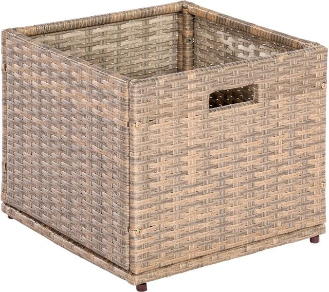 Merxx Unterschiebbox für Eckbank in Beige und Grau aus Stahl und Kunststoffgeflecht, B/T/H: 49 x 47 x 40 cm - Bild 1