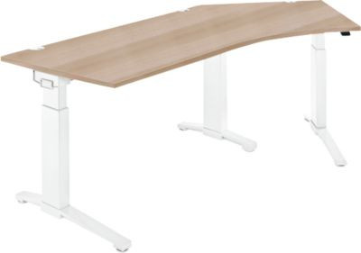 Schäfer Shop Genius Schreibtisch ERGOSTYLE S Eckschreibtisch mit C-Fuß Gestell, manuell höhenverstellbar, Eiche/weiß, B: 216,5 cm, T: 80 cm, H: 67,5-89,5 cm - Bild 1