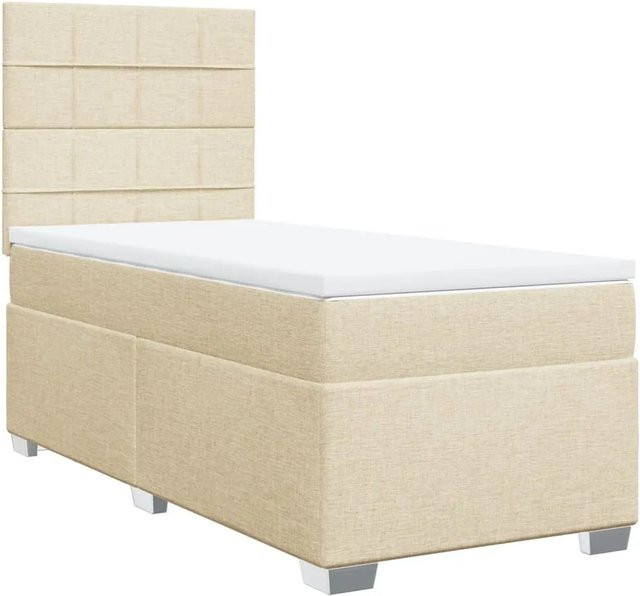 vidaXL Boxspringbett mit Matratze Hybrid-Design in Creme und Beige, B/T/H: 90 x 200 cm - Bild 1