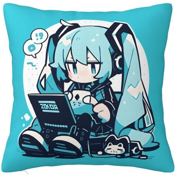 ZX Blanket Anime Kissenbezug Hatsune Miku Manga Design, Quadratisch, B/T/H: 30 x 30 x 30 cm - Bild 1