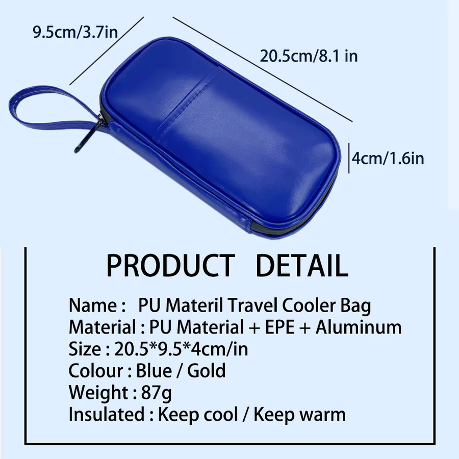 Insulin-Kühltasche von coolweyoyo mit 4 Eispacks in Gold oder Blau, wasserdichte Medikamenten-Organizer-Tasche für Diabetiker - Bild 2