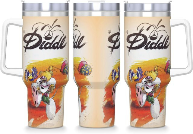 Diddl Cute Mouse Edelstahlbecher Travelist Thermobecher mit Strohhalm und Deckel in Multicolour - Bild 1