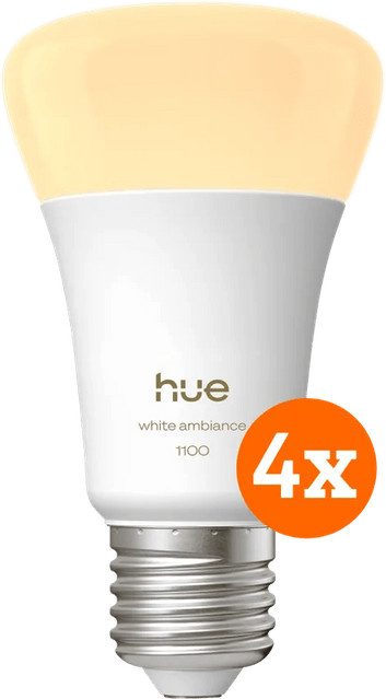 Philips Hue White Ambiance LED-Leuchtmittel E27, 4er-Pack, 1.100 lm, Bluetooth - Bild 1