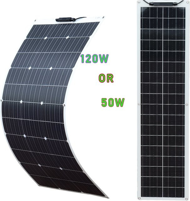 XINPUGUANG Flexibles monokristallines Solarpanel Photovoltaik-Modul für Wohnwagen, Hausdach und Wohnmobil in Schwarz oder Weiß (50W oder 120W) - Bild 1