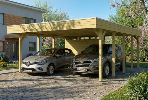 SKANHOLZ Carport Friesland aus Fichte mit Abstellraum und Flachdach, Grün, B: 546 cm, T: 708 cm - Bild 1
