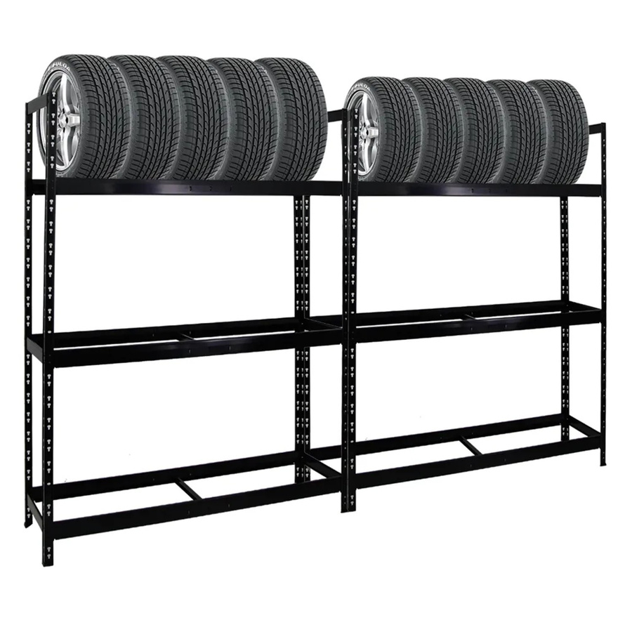 2er-Set PROREGAL Reifenregal Tiger XL Schwarz aus Stahl, H x B x T: 200 x 150 x 45 cm - Bild 2