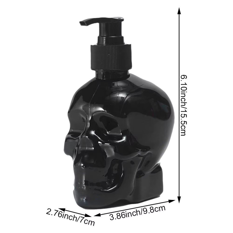 Kreativer Schädel Seifenspender mit Pumpe, nachfüllbare Flasche für Handseife oder Lotion, transparent/schwarz, 350 ml - Bild 3
