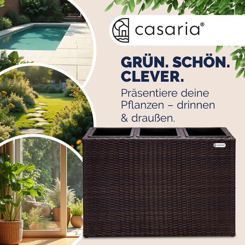 CASARIA Polyrattan Blumentopf Braun rechteckig B/T/H: 83 x 30,5 x 60 cm - Bild 4
