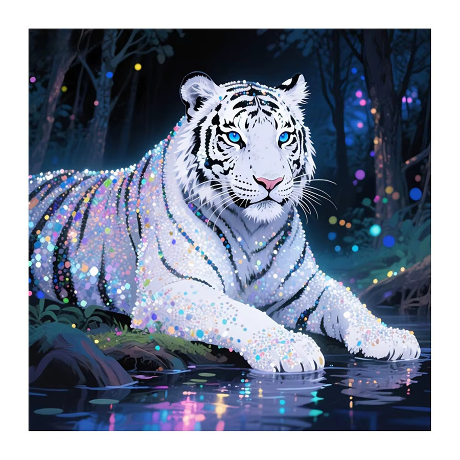 EverShine DIY Diamant Stickerei Kit Tiger 5D mit runden Steinen für Erwachsene, Mosaik Kunst Malerei Wald Motiv, Multicolour - Bild 4