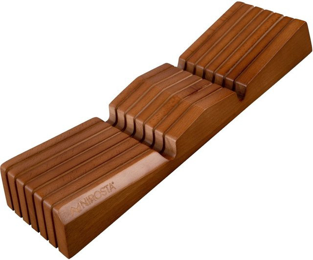 Nirosta Schubladeneinsatz für Messer FAIR aus Edelstahl und Holz in Braun B: 35,0 cm, T: 9,5 cm, H: 4,5 cm - Bild 1