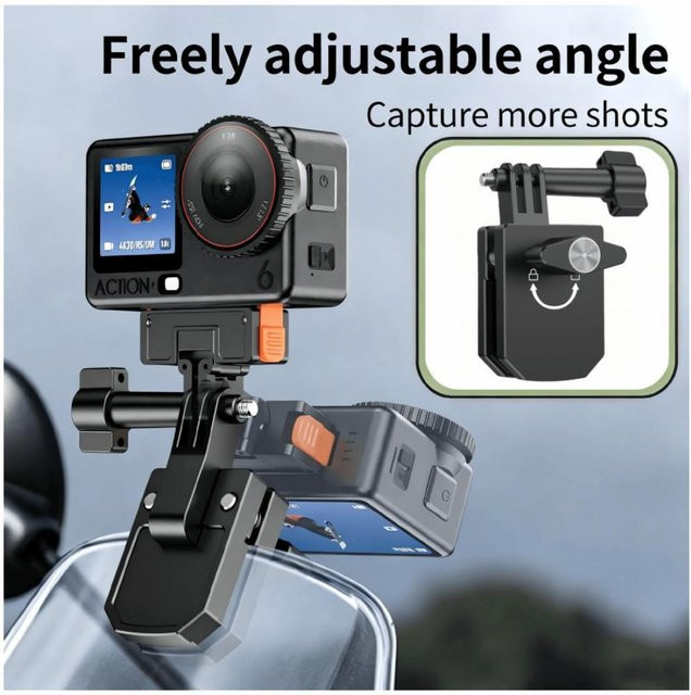 Motorrad-Windschutzscheibenhalterung aus Aluminiumlegierung für DJI Osmo Pocket 3, Action 5 Pro, Action 6 und GoPro, Insta360 X4, X5, GO Ultra in Schwarz - Bild 1