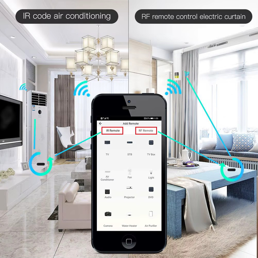MOES Tuya WiFi IR RF Universelle Fernbedienung für Klimaanlage und TV in Schwarz, kompatibel mit Alexa und Google Home - Bild 4