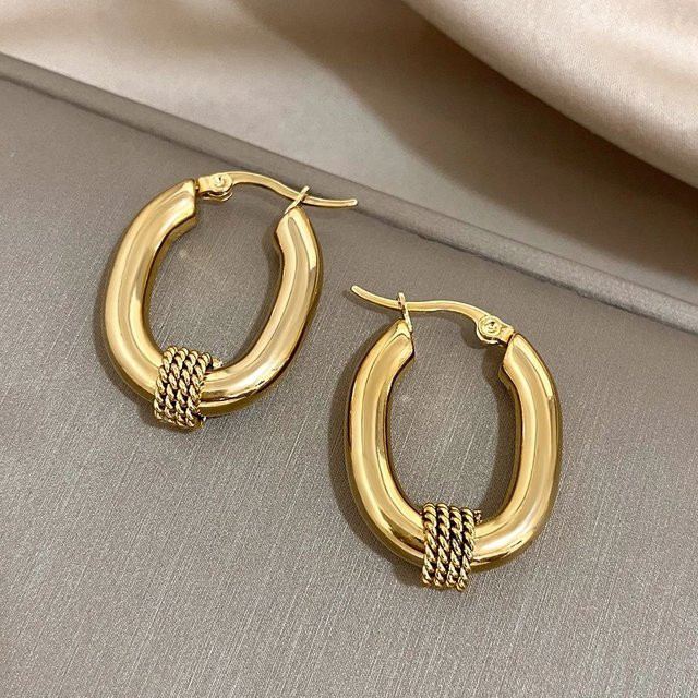 Slavena Creolen Edelstahl, vergoldet, Gold, Unisex - Bild 1