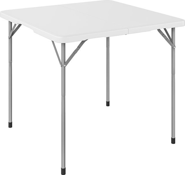 Outsunny Klapptisch aus HDPE in Weiß, quadratischer Campingtisch mit Griff und höhenverstellbar, B/T/H: 86 x 86 x 74 cm - Bild 1