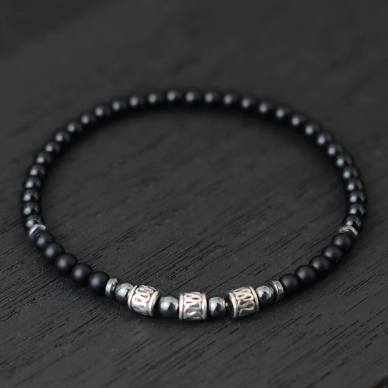 Noter Armband, Perlen, Schwarz, Messing, Herren - Bild 2
