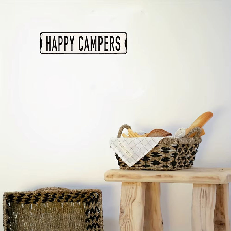 HELLOYOUNG Vintage Happy Camper Metall-Wanddeko für drinnen und draußen, B: 40,0 cm, H: 10,0 cm, T: 10,0 cm - Bild 4