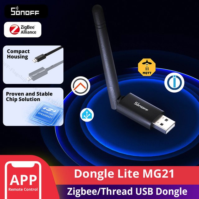 SONOFF Dongle Lite MG21 Zigbee und Thread USB Dongle in Schwarz mit EFR32MG21 Chip und USB-C Anschluss für Zigbee2MQTT und OpenHAB - Bild 1