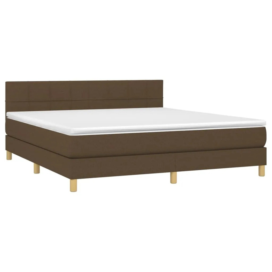 vidaXL Boxspringbett mit Matratze in Dunkelbraun, Hybridbett mit LED-Unterbettbeleuchtung und USB-Anschluss, B/T: 160 x 200 cm - Bild 2