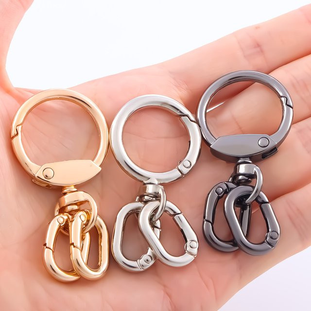 MELORDY 2 Stück Karabinerverschlüsse aus Metall mit Schlüsselringen in Gold für DIY-Bastelarbeiten und Schlüsselanhänger - Bild 1