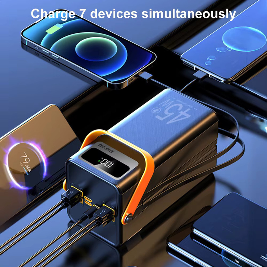 GerTong Powerbank 50000mAh mit 45W Schnellladung, digitale Anzeige und LED-Licht, Schwarz - Bild 6
