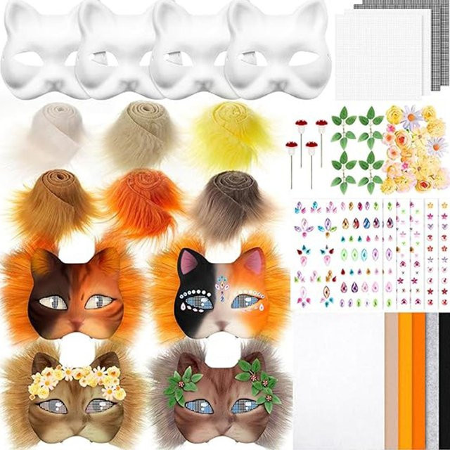 YIRAN Therian Masken-Set, Leere Masken Halbgesicht, Tiere, Bunt / Mehrfarbig - Bild 1