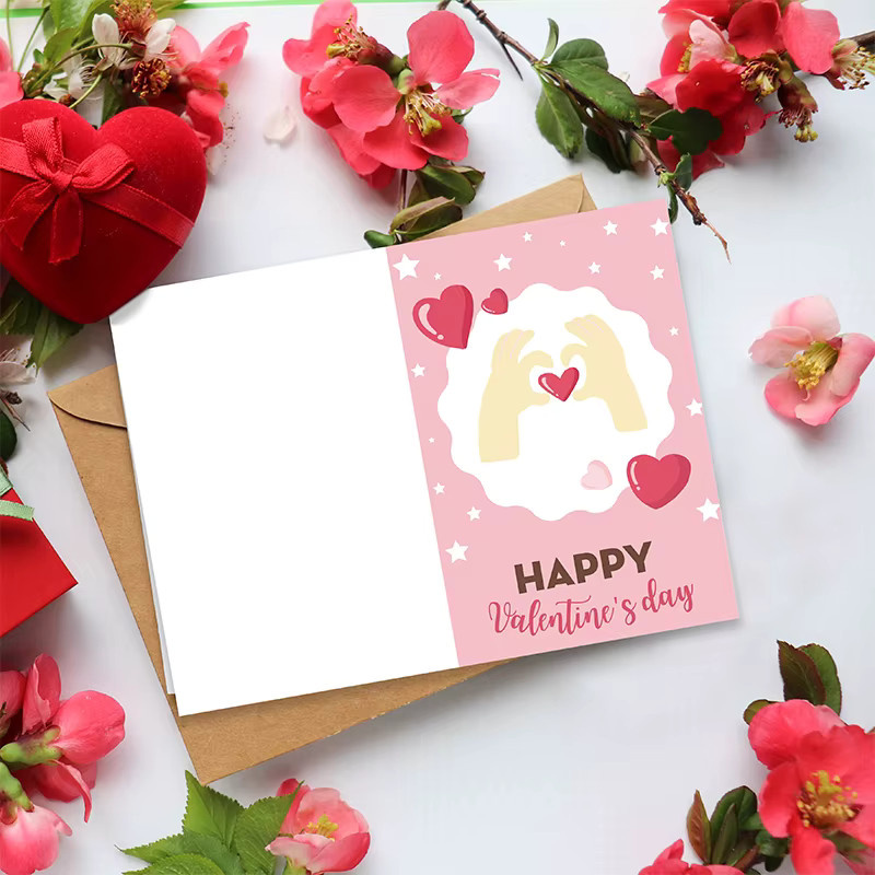 26er Set Valentinstag Grußkarten mit Umschlägen von joy-enlife in Rosa mit Herz-Design für Hochzeit und Party - Bild 2