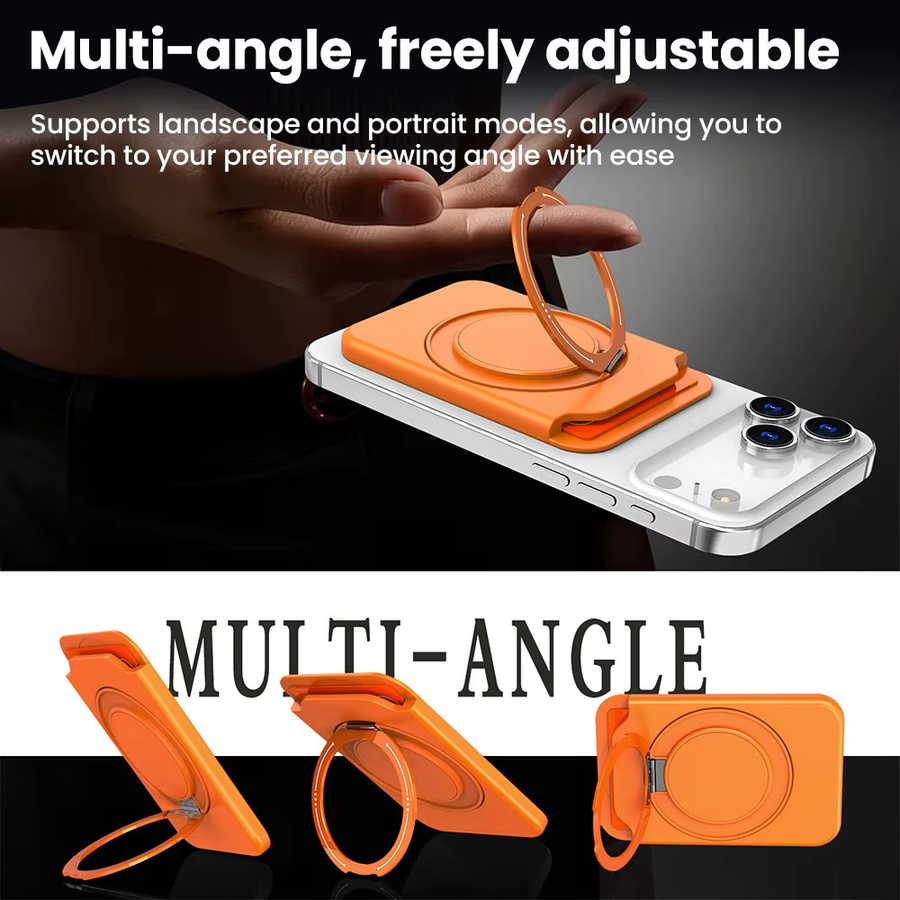 Olaf Magnetischer Ringhalter für MagSafe Wallet Kartenhalter-Hülle für iPhone 17 Pro Max 16 15 Plus Samsung S25 Ultra S24 Plus in Schwarz und Orange - Bild 5
