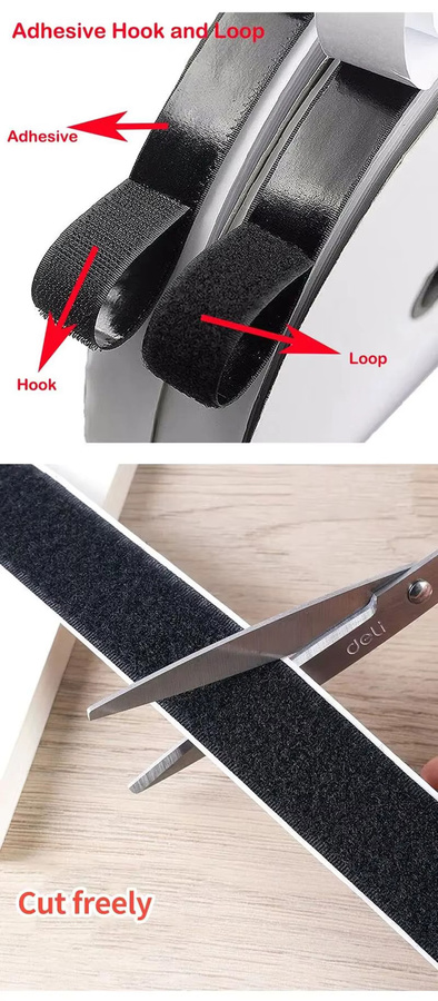 Selbstklebende Klettverschlüsse in Schwarz mit extra starkem Griff für die Wandmontage, Breite: 20 mm - Bild 2
