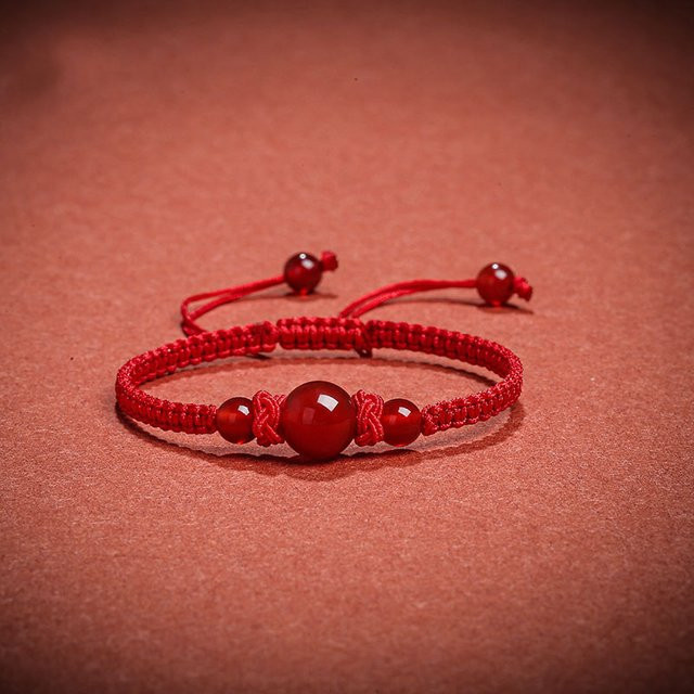 HJUEY Armband, rotes Schnur-Imitat, natürlicher Achat, Unisex - Bild 1